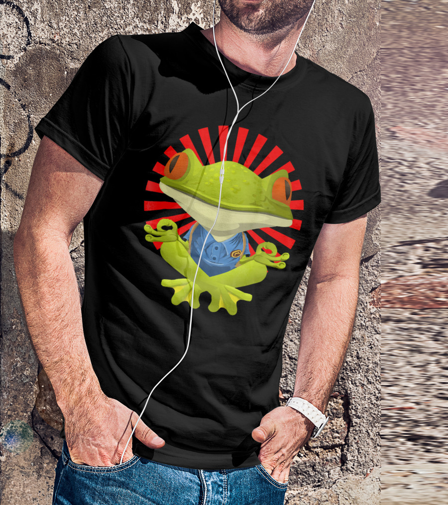 Funny Kids Meditation Frog Meditating With Zen Pose T-Shirt