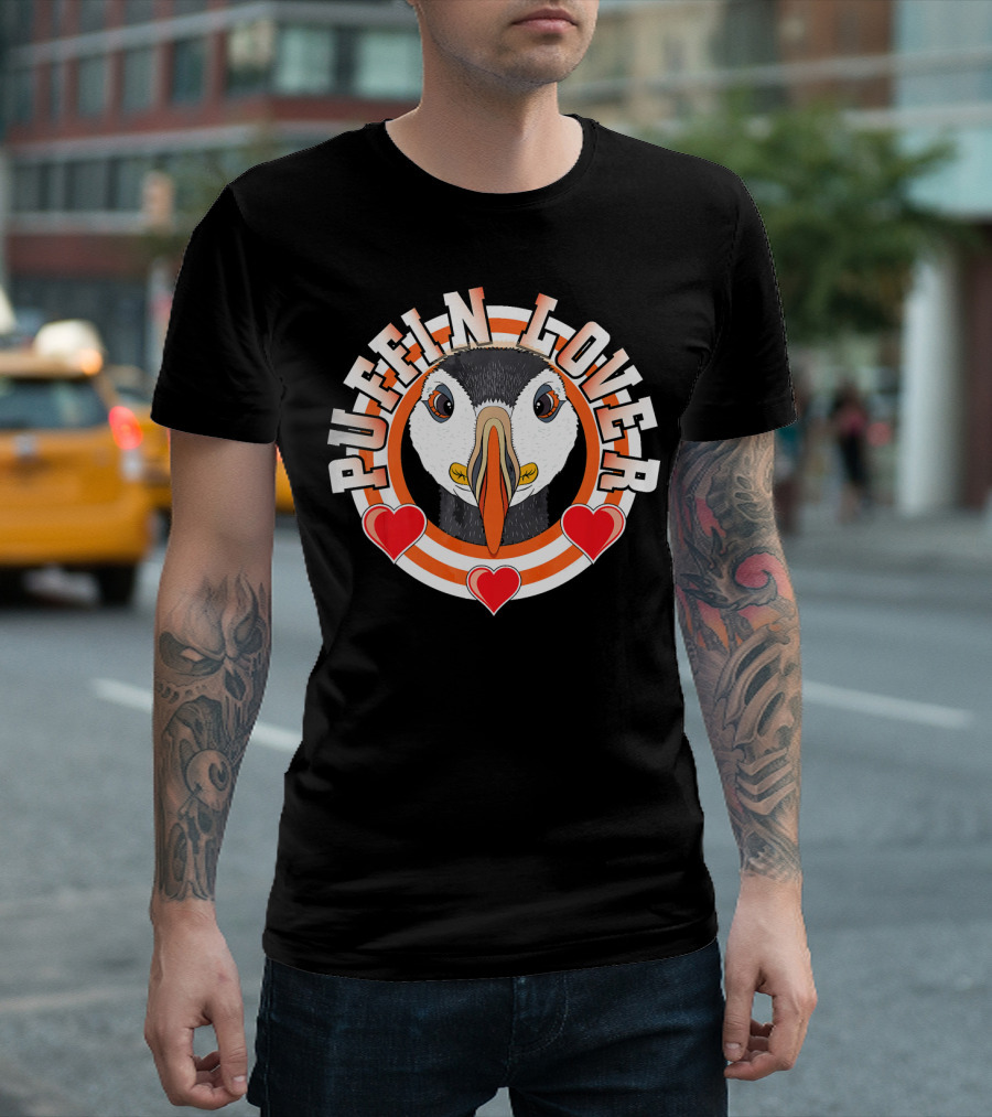 Puffin Lover Funny Atlantic Puffins Love Hearts T-Shirt