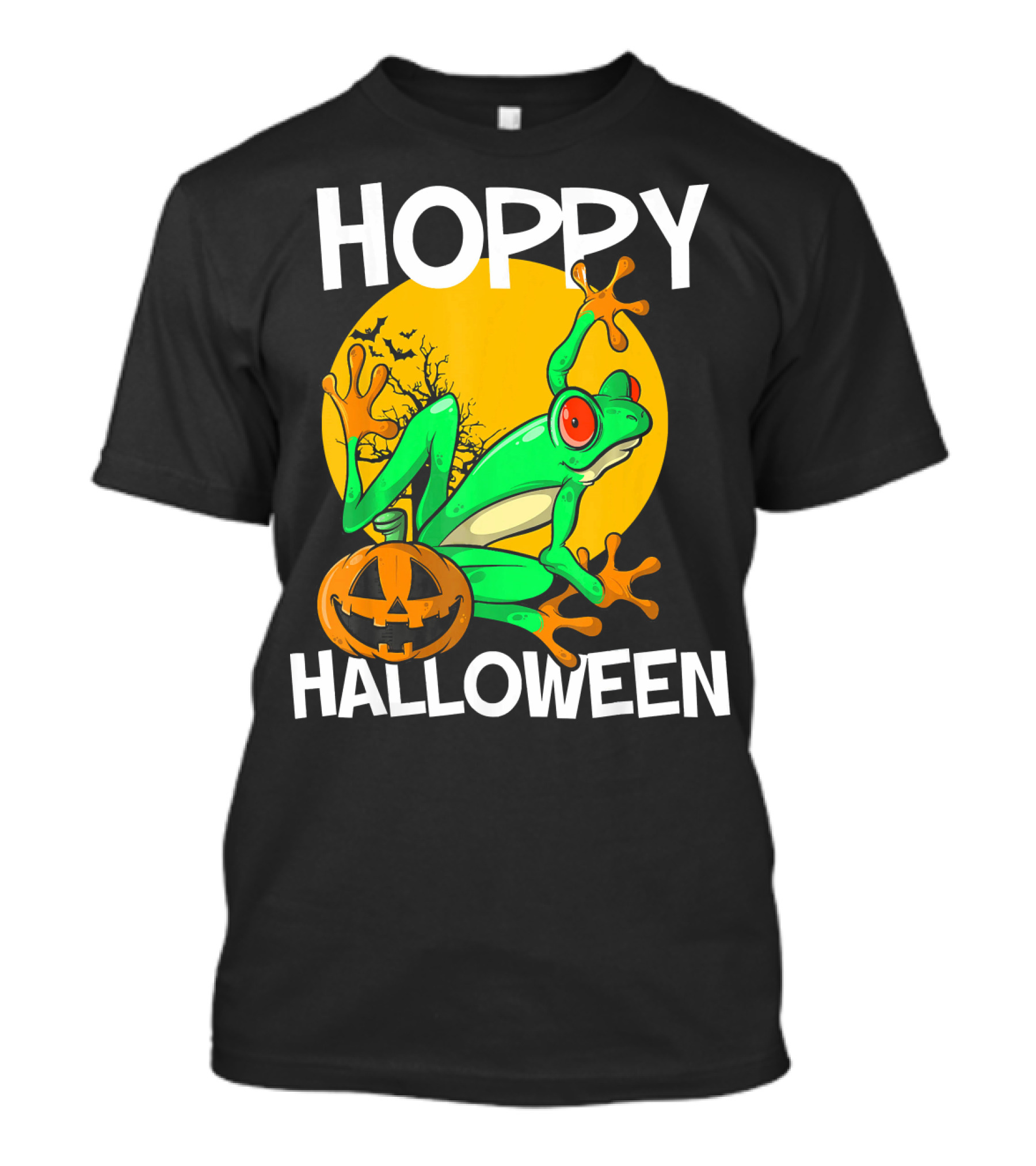 Hoppy Halloween Frog With Pumpkin And Full Moon T-Shirt