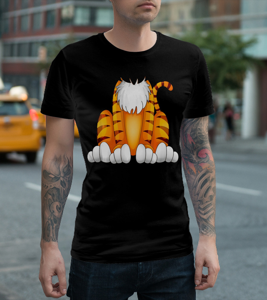 Halloween Animal Cosplay Tiger Body Co Striped Cartoon T-Shirt