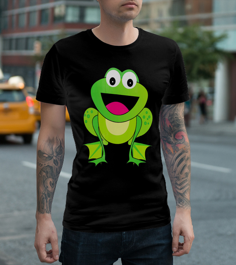 Frog Cartoon Caricature Animal Green Fun T-Shirt