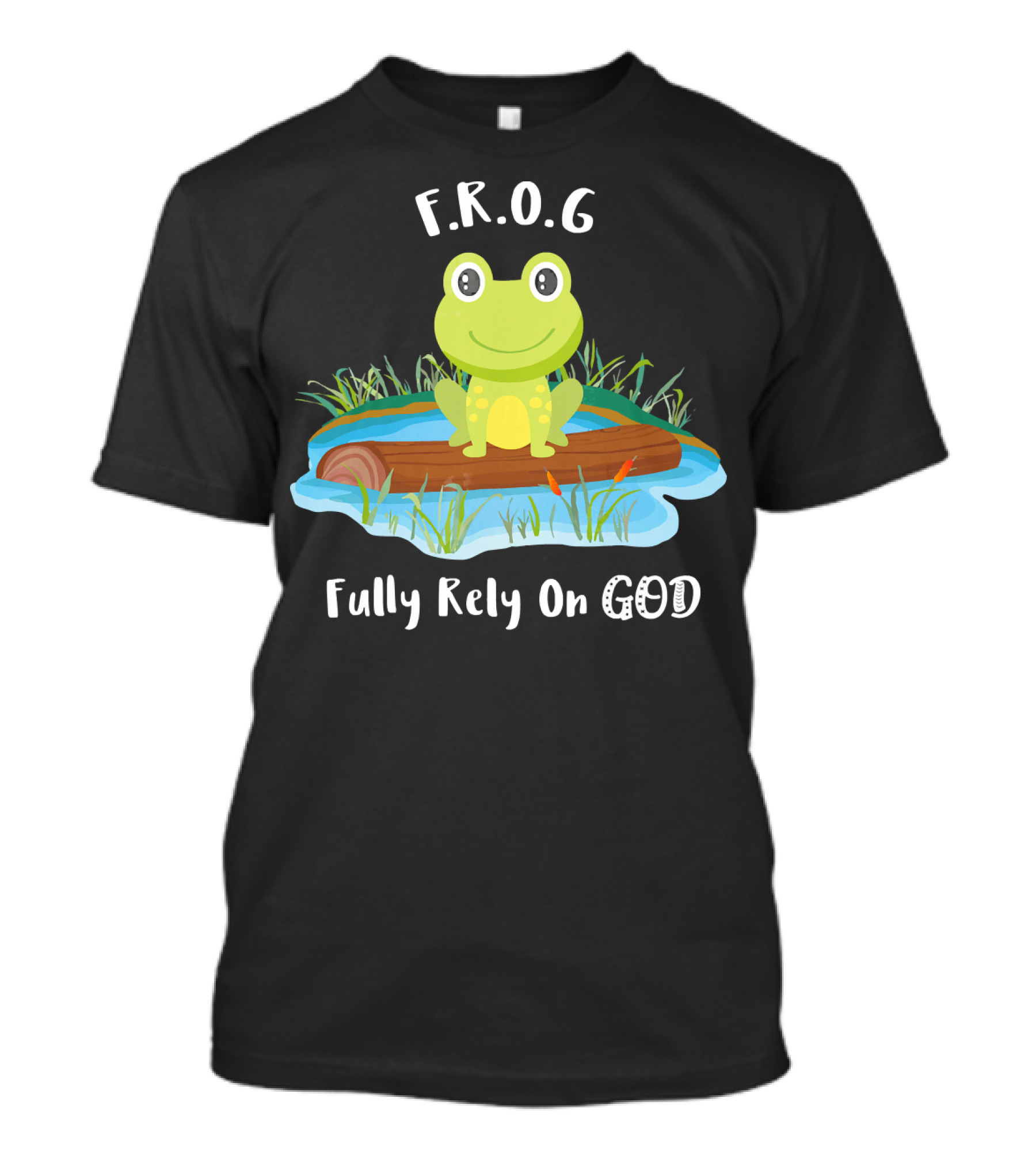 F.R.O.G Fully Rely On God Frog On Lily Pad T-Shirt