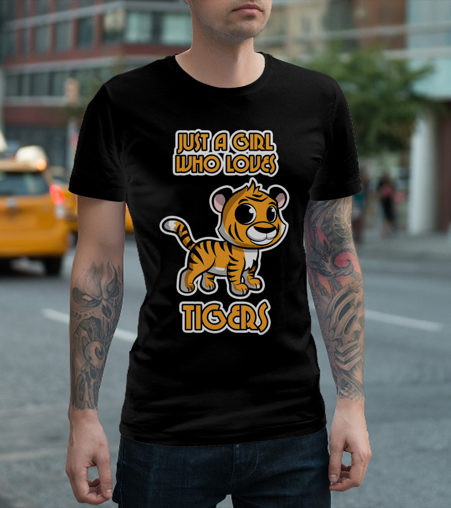 Just a Girl Who Loves Tigers Cute Cartoon Tiger T-Shirt