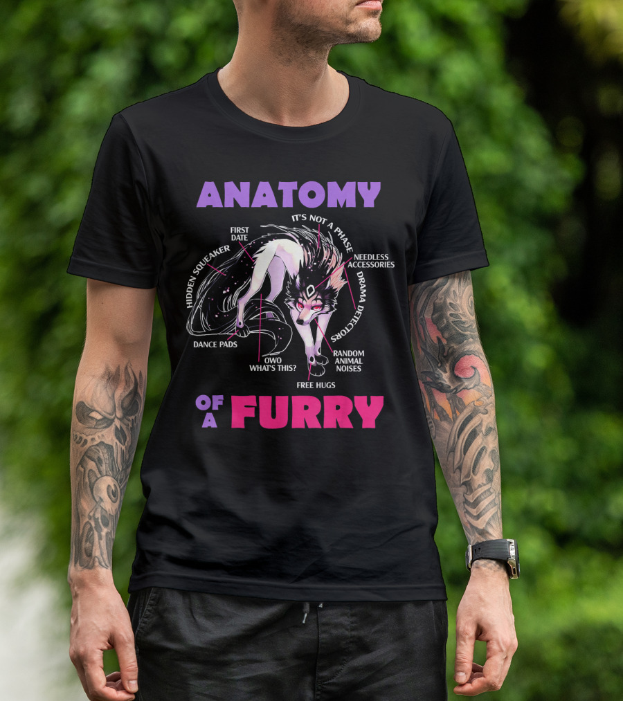 Anatomy Of A Furry Hidden Squeaker First Date Dance Pads Owo Random Animal Noises T-Shirt
