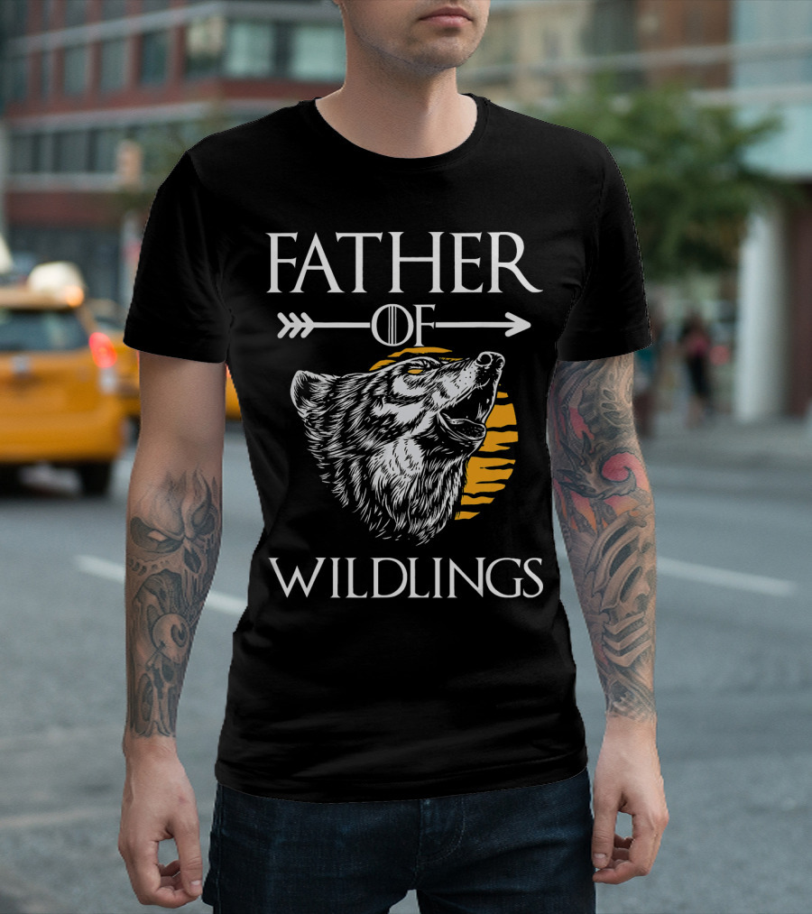 Father Of Wildlings Wolf Howling Arrow Game Thrones Daddy T-Shirt