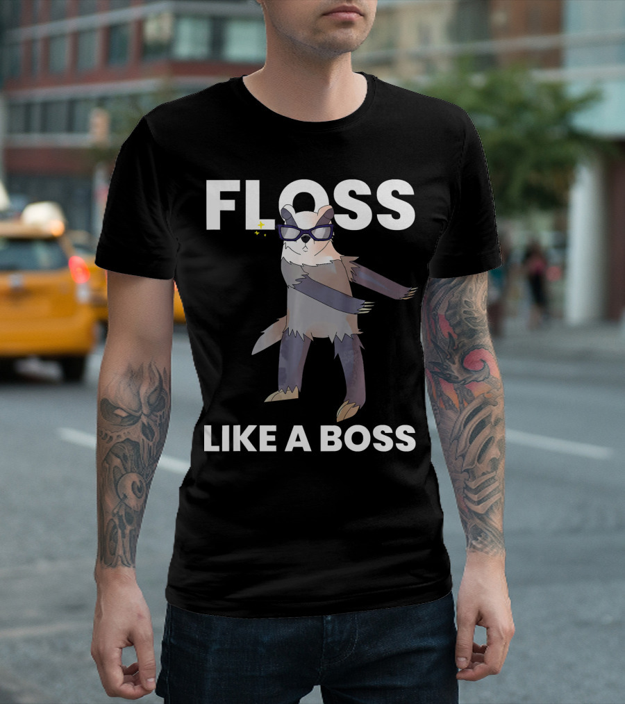 Floss Like A Boss Honey Badger Wearing Glasses T-Shirt