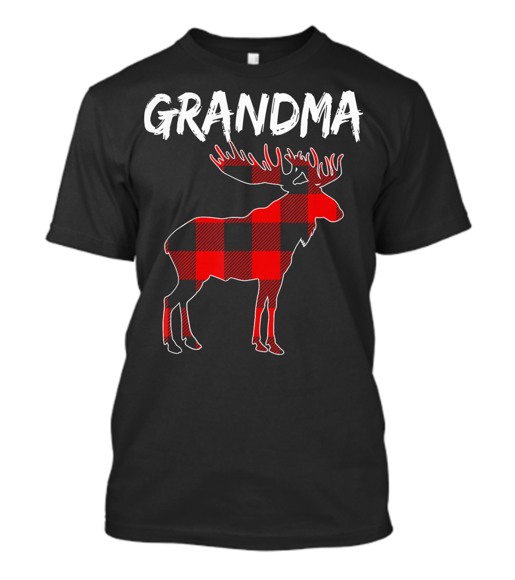 Grandma Family Matching Christmas Plaid Buffalo Moose T-Shirt