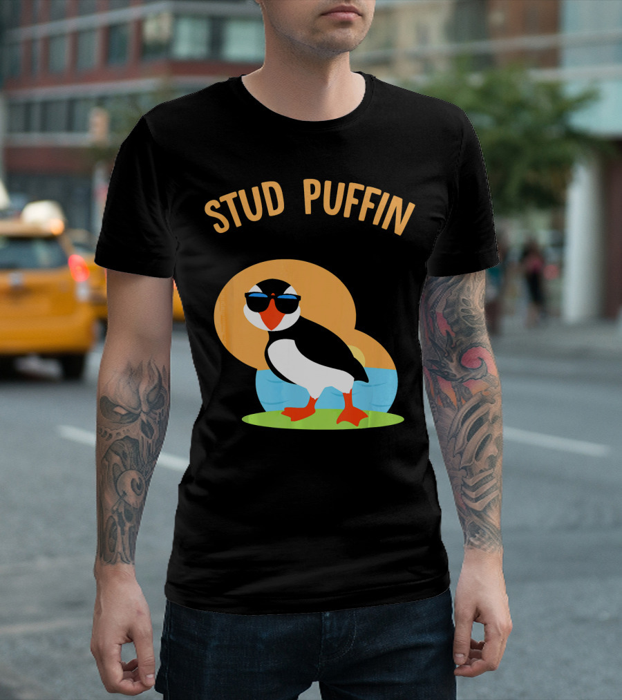 STUD PUFFIN Funny Cute Zoo Animal Sea T-Shirt