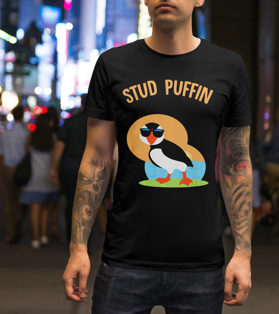 STUD PUFFIN Funny Cute Zoo Animal Sea T-Shirt