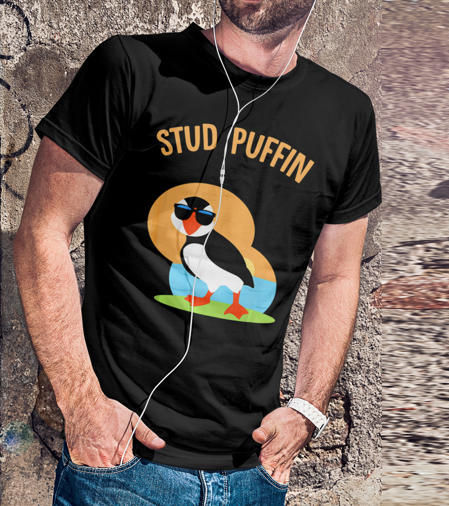 STUD PUFFIN Funny Cute Zoo Animal Sea T-Shirt