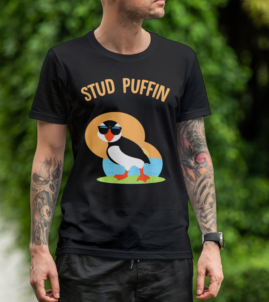 STUD PUFFIN Funny Cute Zoo Animal Sea T-Shirt