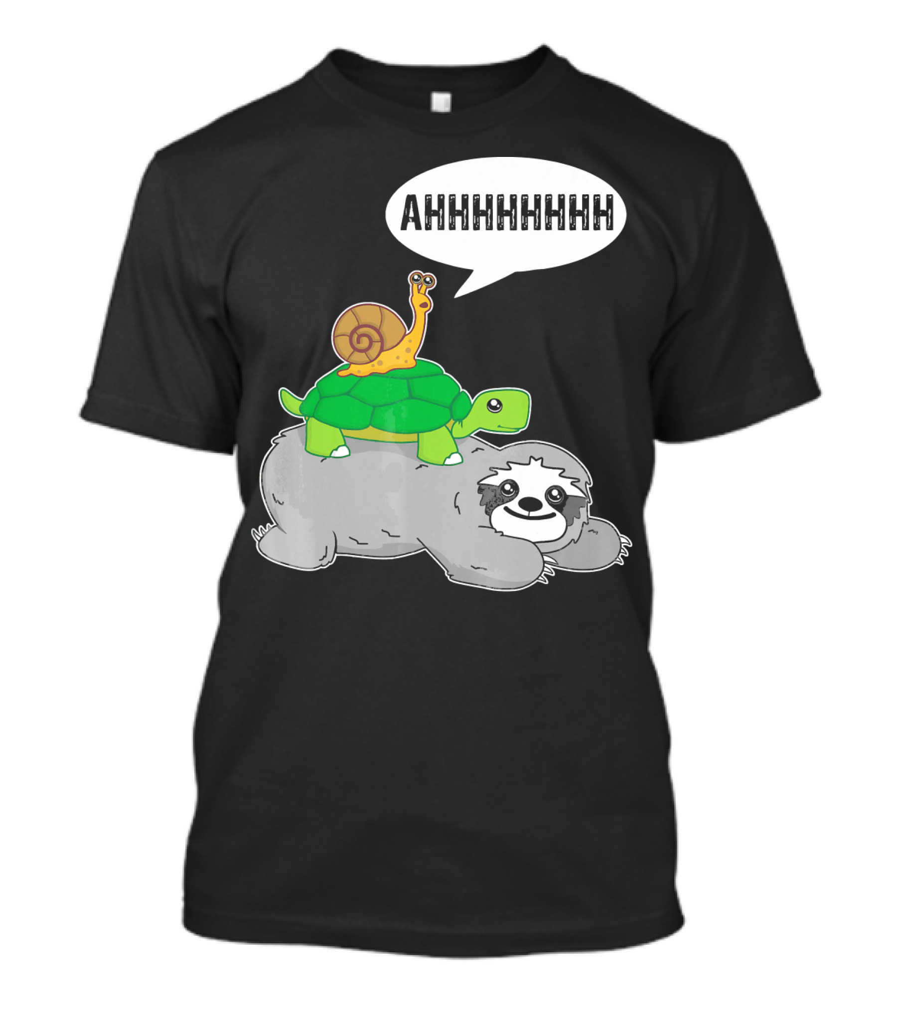 Funny Slow Sloth Riding Turtle Snail AHHHHHHHHH T-Shirt