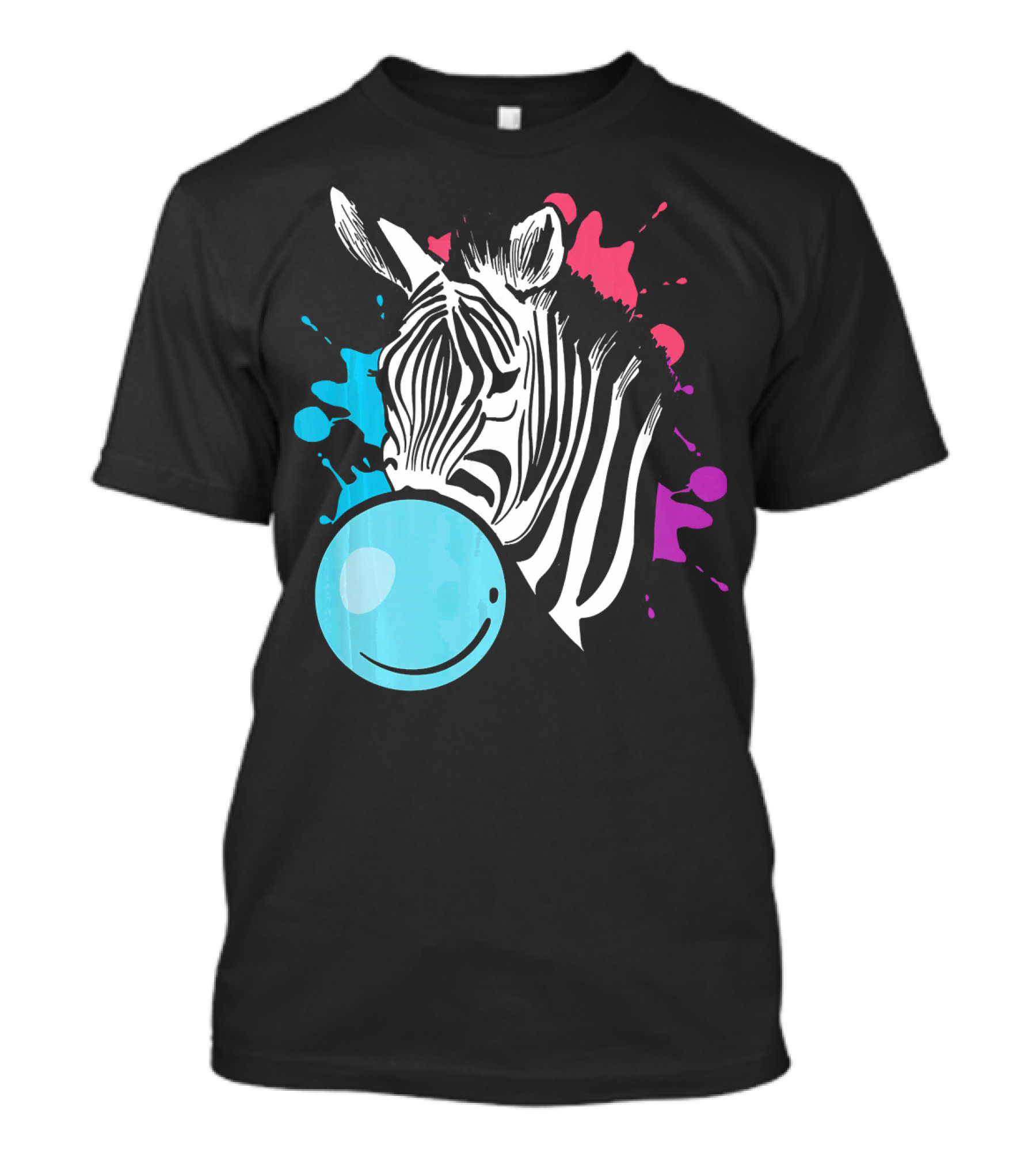Funny Cool Bubble Gum Zebra Paint Splash T-Shirt