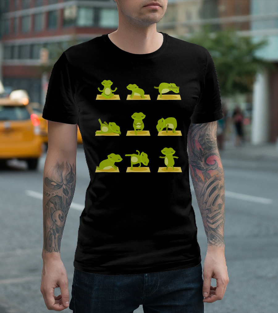 Frog Yoga Poses On Mat Cute Frog Yoga T-Shirt