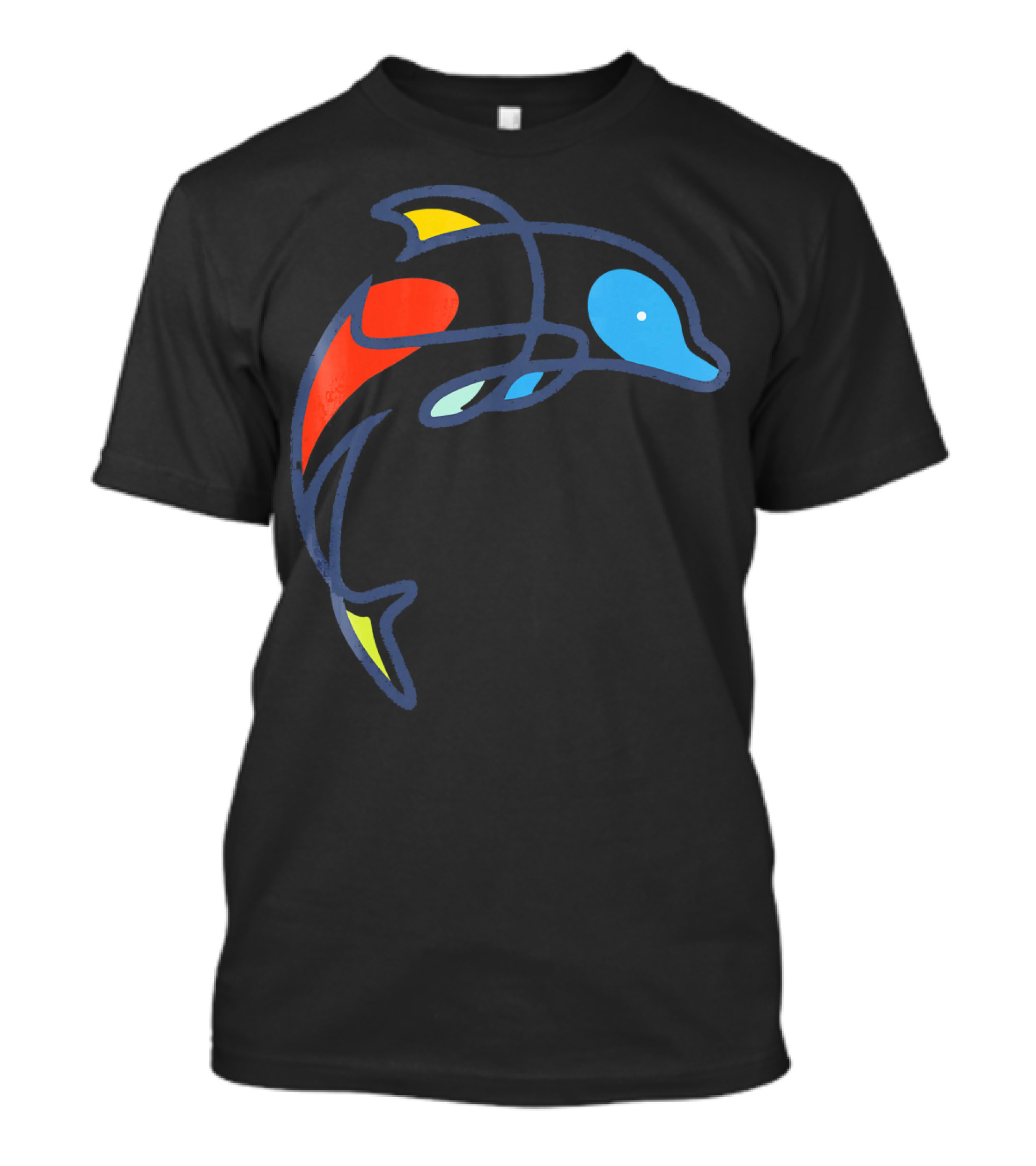 Colorful Funny Dolphin Design With Vibrant Abstract Elements T-Shirt