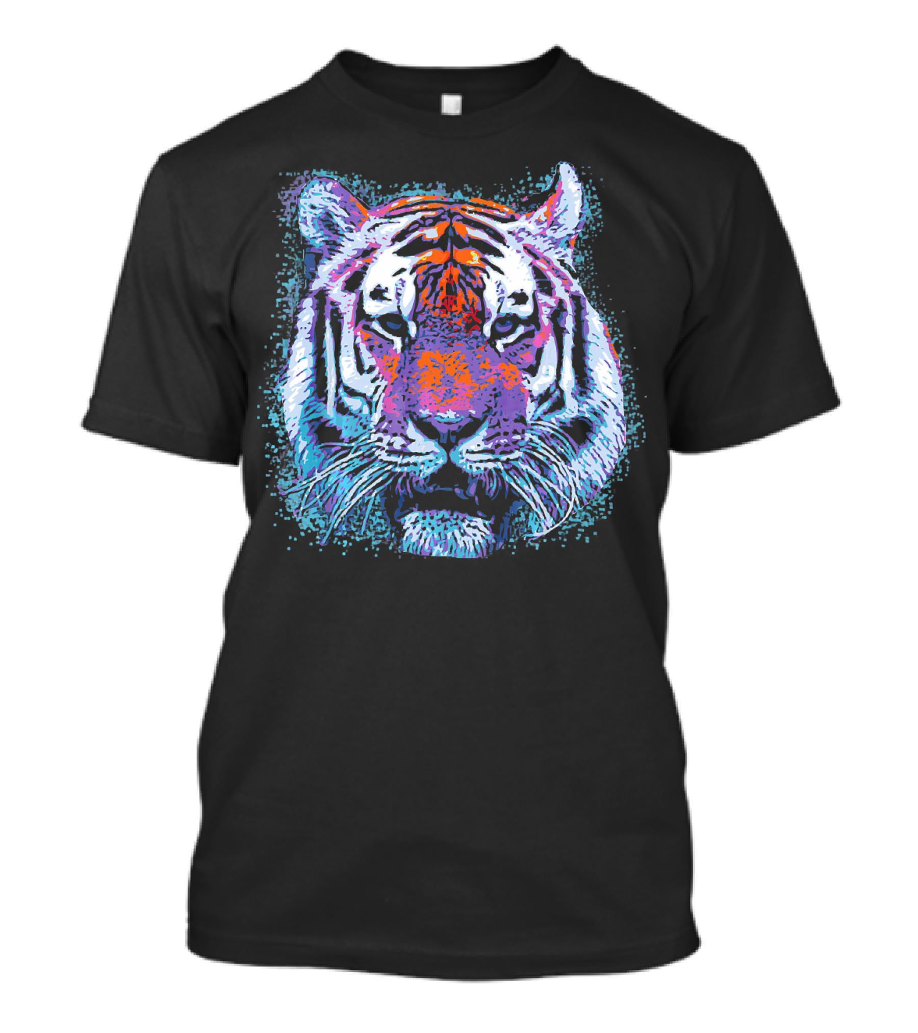 Tiger Face Pop Abstract Vibrant Multicolor T-Shirt