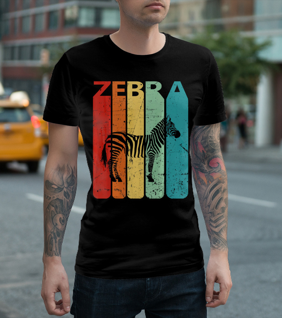 Retro Vintage Zebra Stripes Funny Anim T-Shirt