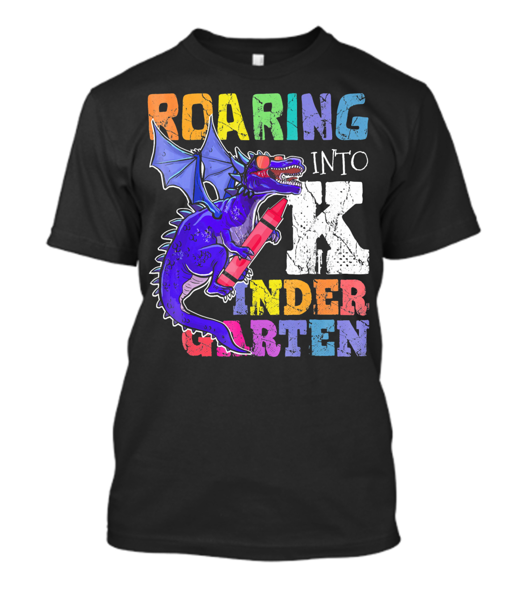 Roaring Into Kindergarten Dragon Holding Crayon T-Shirt