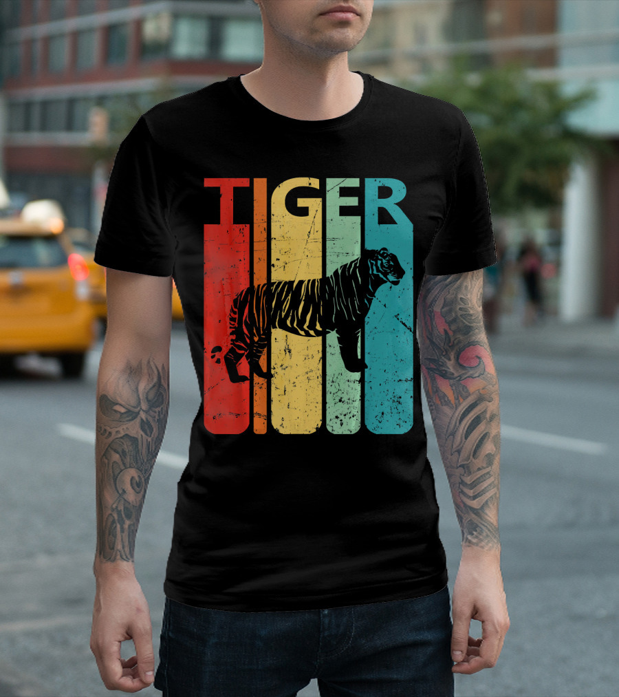 Retro Vintage Tiger Graphic Funny Anim T-Shirt