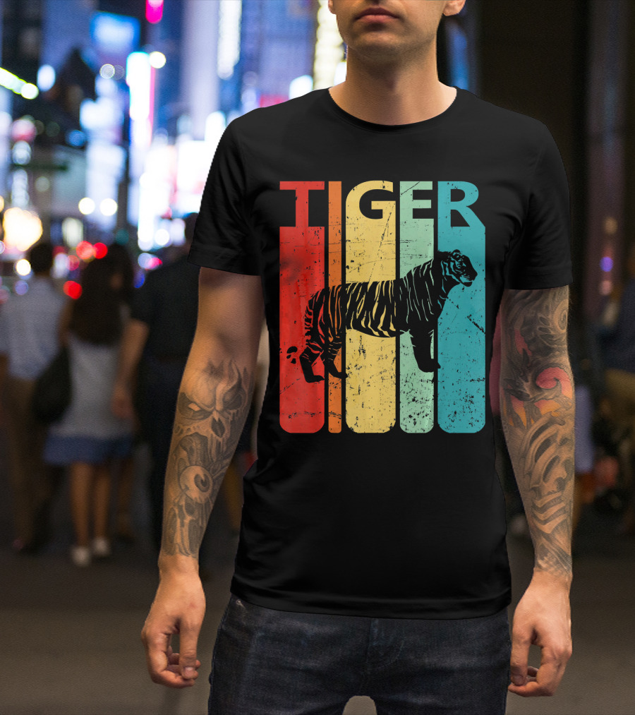 Retro Vintage Tiger Graphic Funny Anim T-Shirt