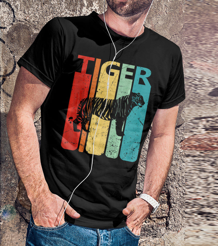 Retro Vintage Tiger Graphic Funny Anim T-Shirt