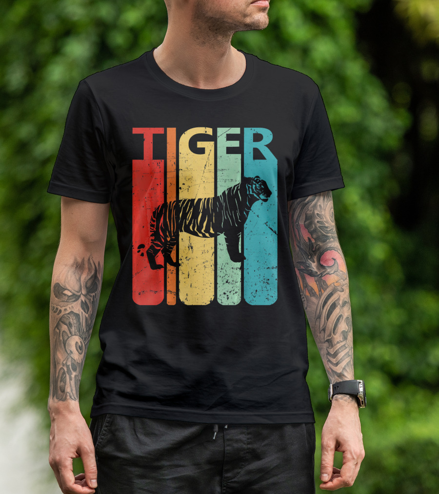Retro Vintage Tiger Graphic Funny Anim T-Shirt