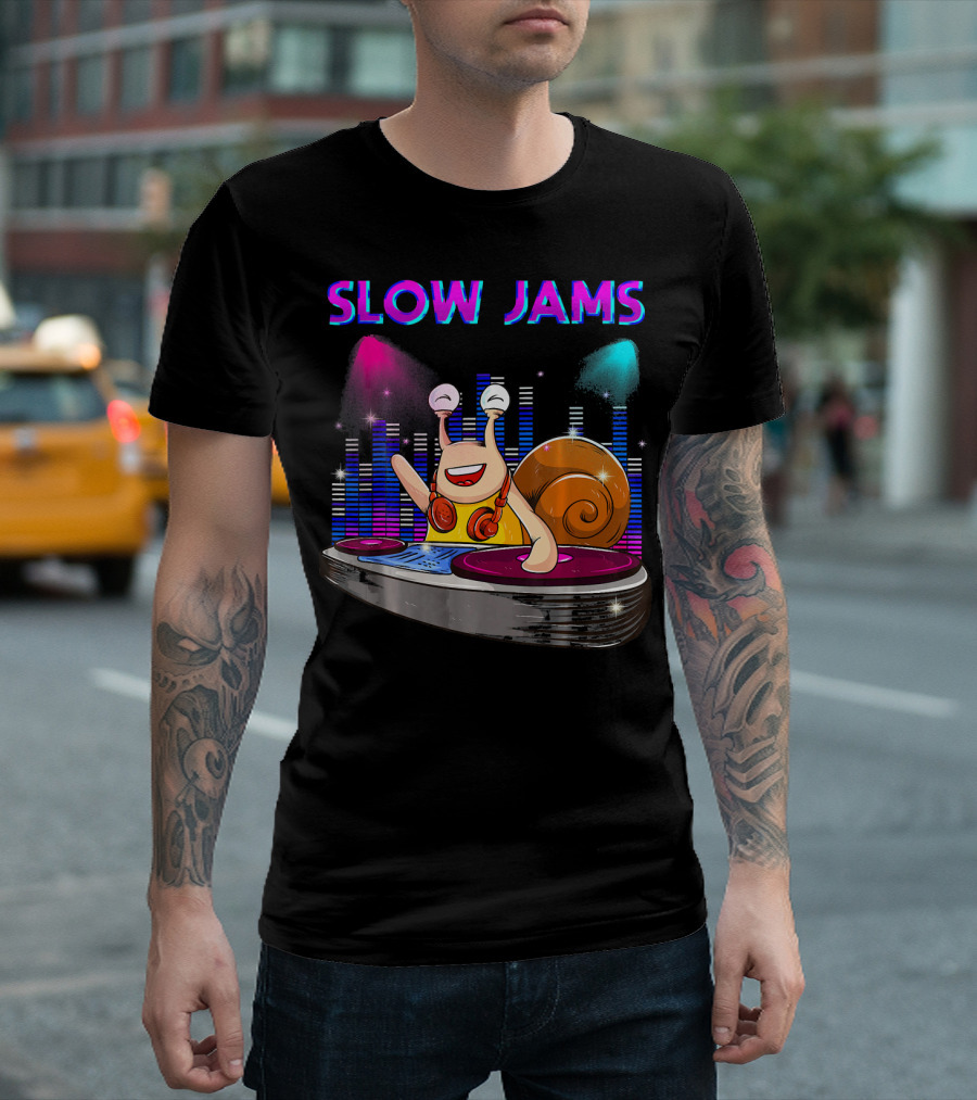 Slow Jams Snail DJ Turntable EDM Rave T-Shirt