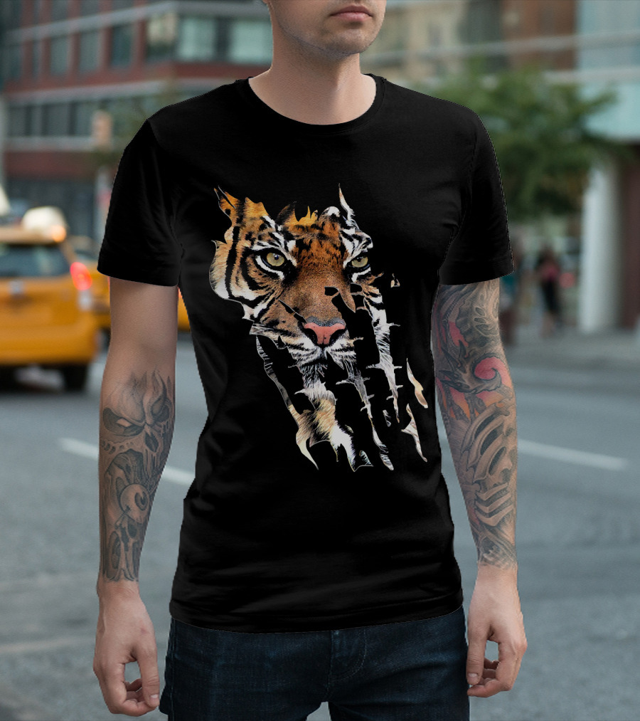 Tiger Head Wild Cat Tigers Skin Scratch T-Shirt