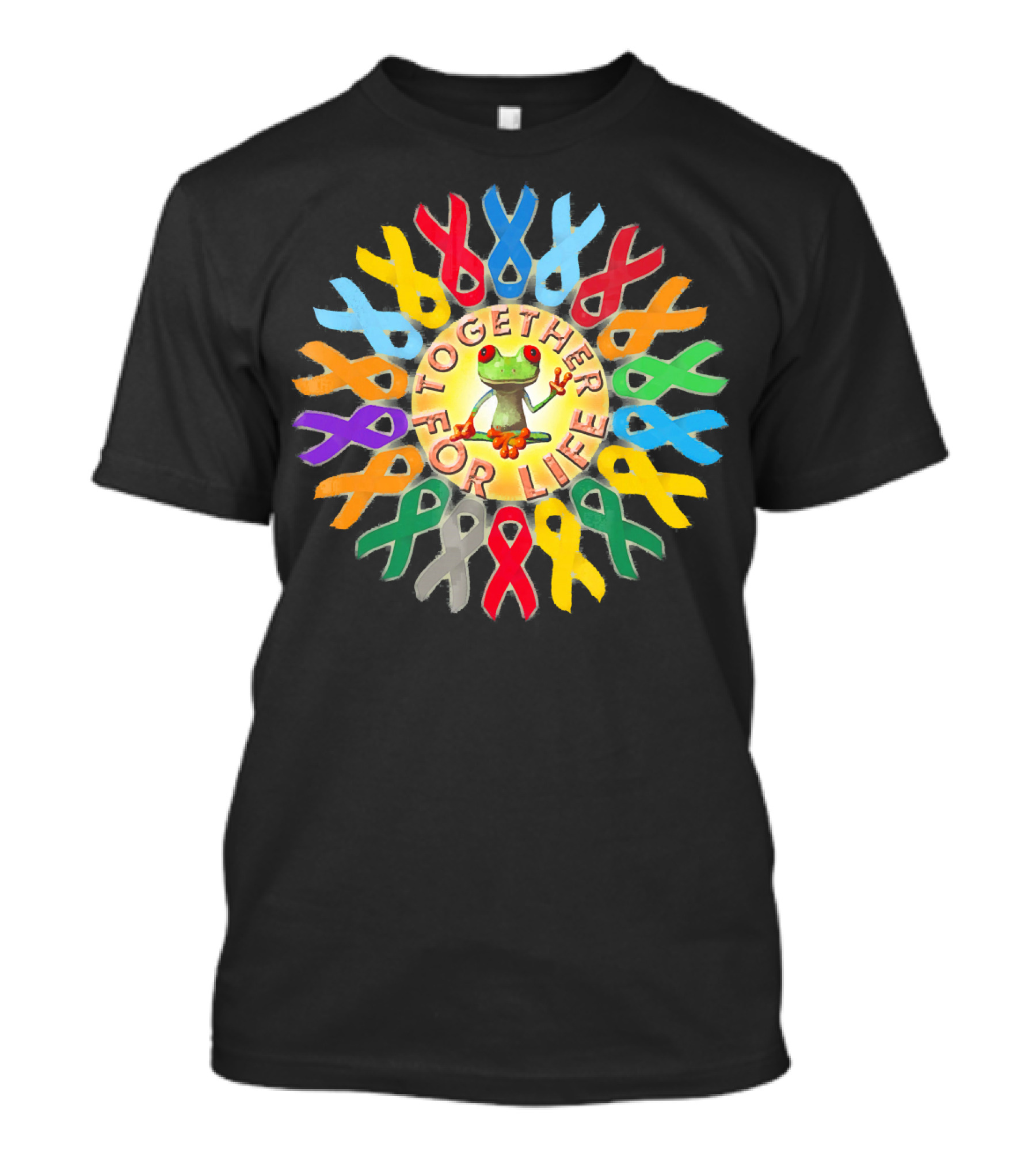 Peace Frogs Together For Life Ribbon Frogs T-Shirt