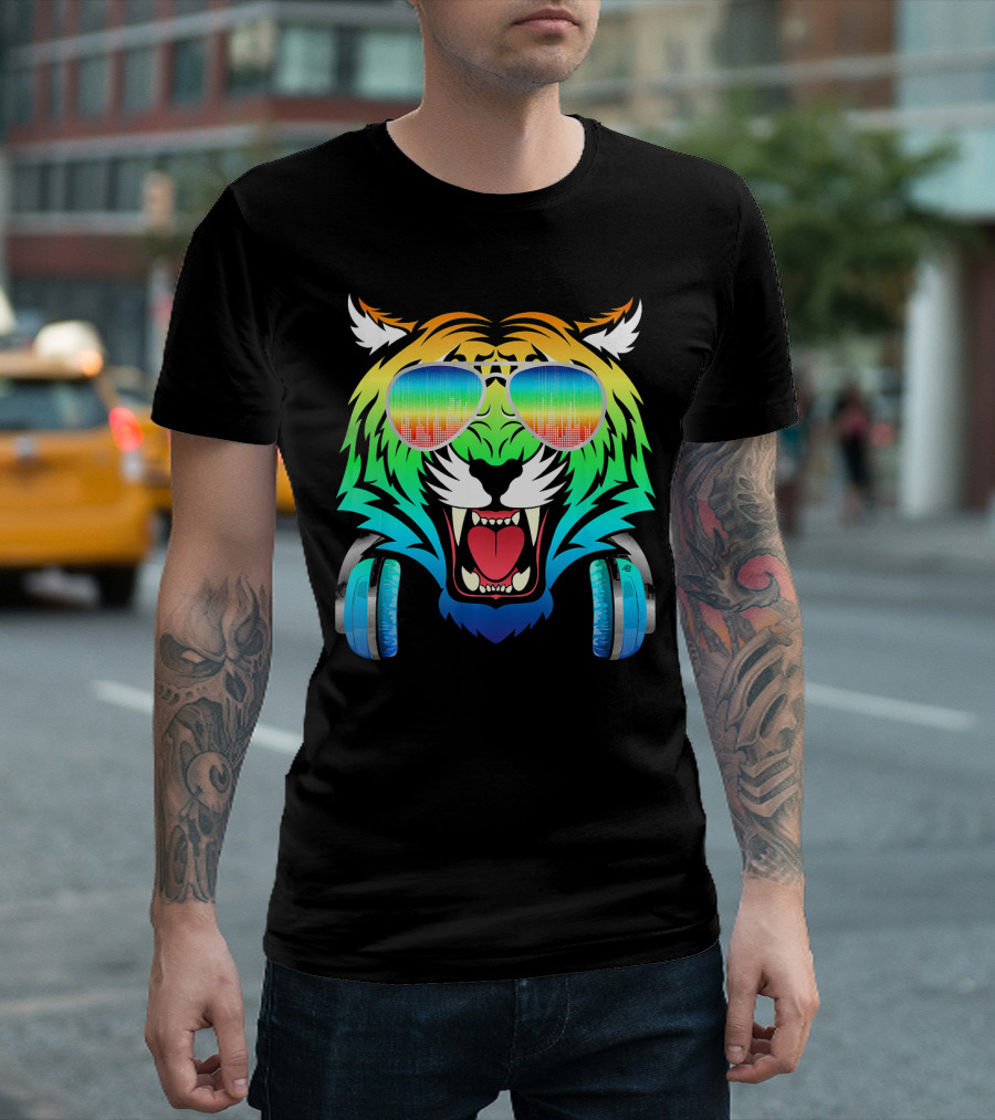 Tiger Forest Co Music Producer with Headphones T-Shirt