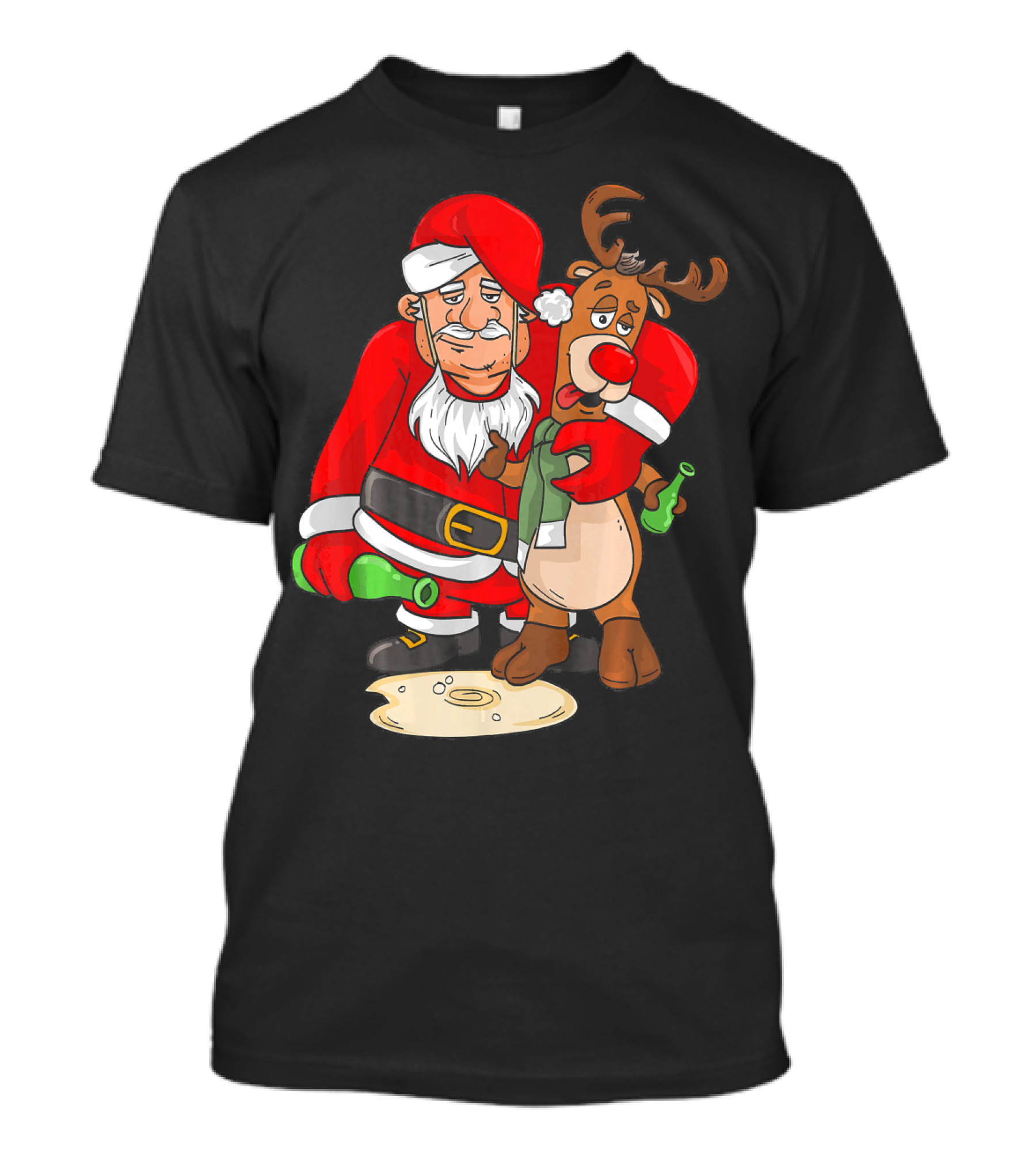 Drunk Santa Claus Christmas X Mas New Year Reindeer T-Shirt