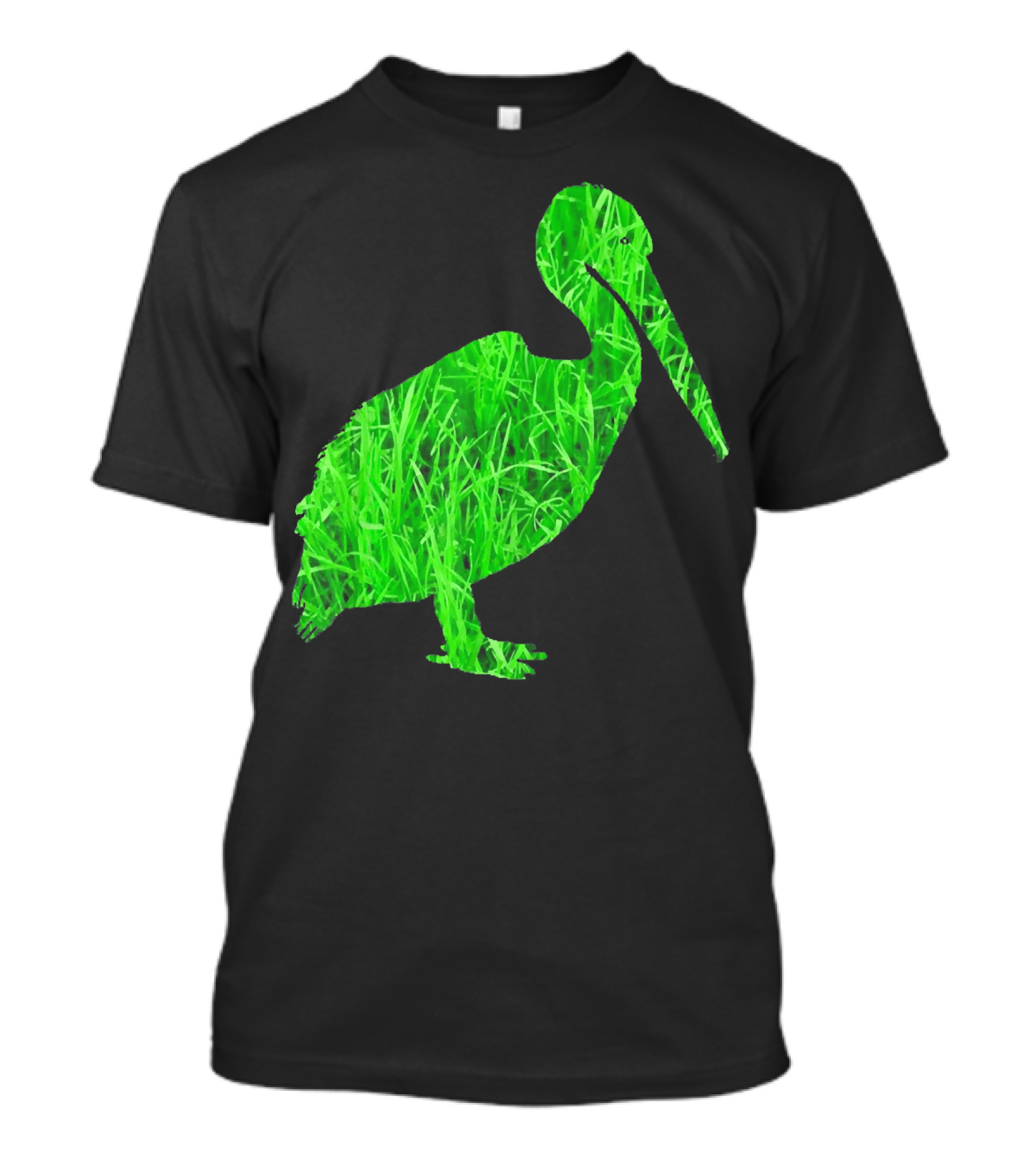 Pelican Silhouette Gra With Green Grass T-Shirt