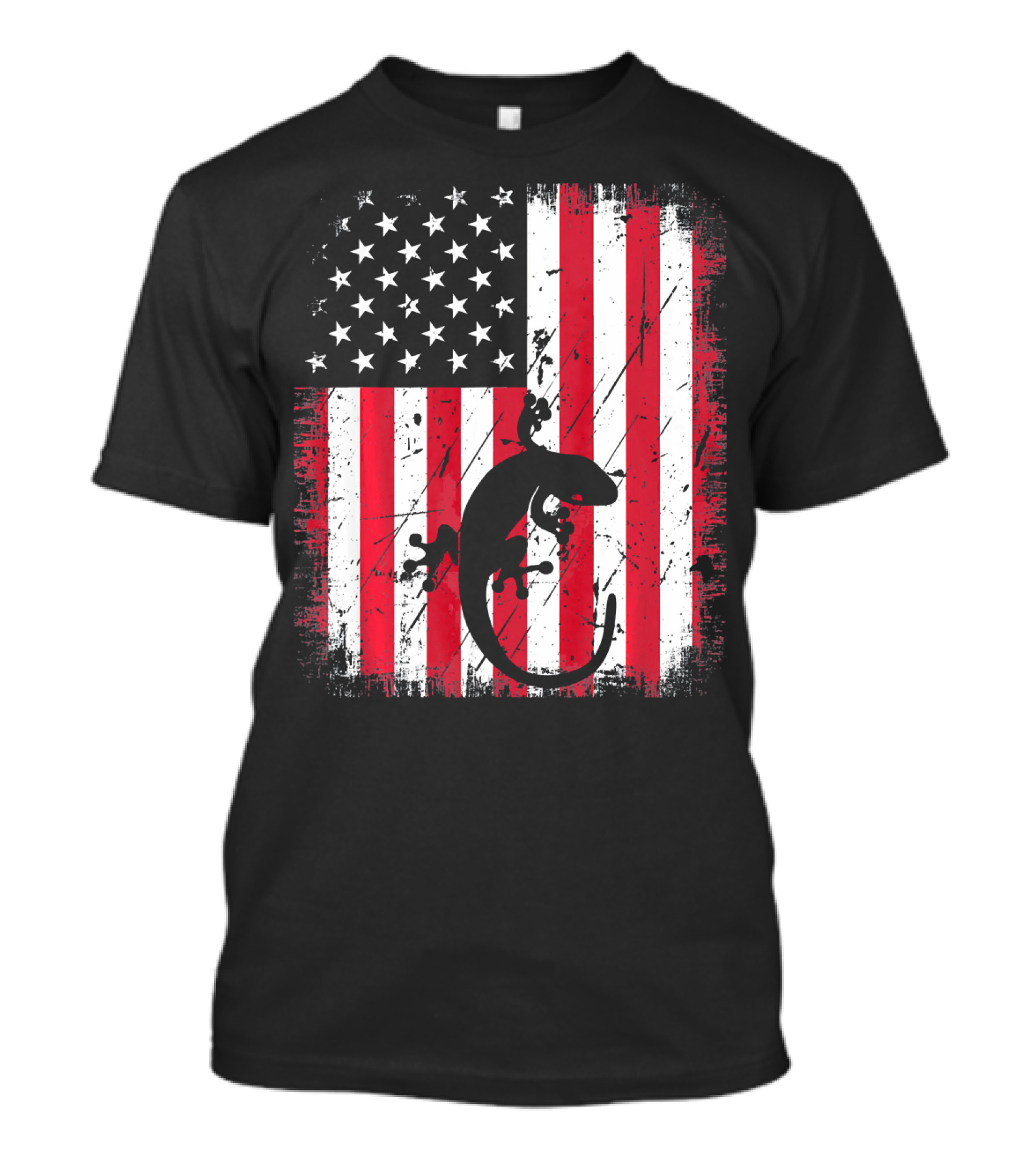 Retro Vintage Leopard Gecko American Flag T-Shirt