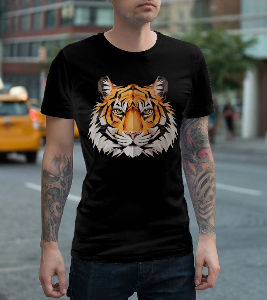 Tiger Face Geometric Tiger Head T-Shirt