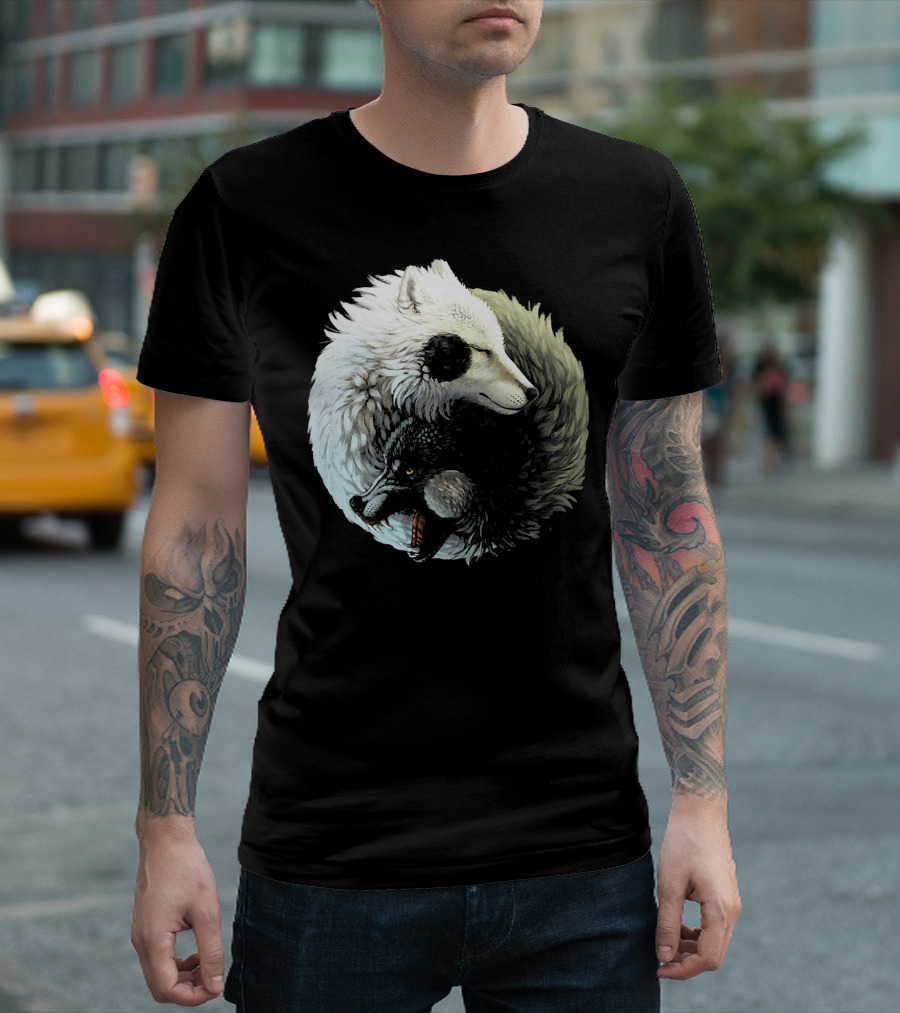 Dreaming Yin Yang Dragon Wolf Harmony T-Shirt