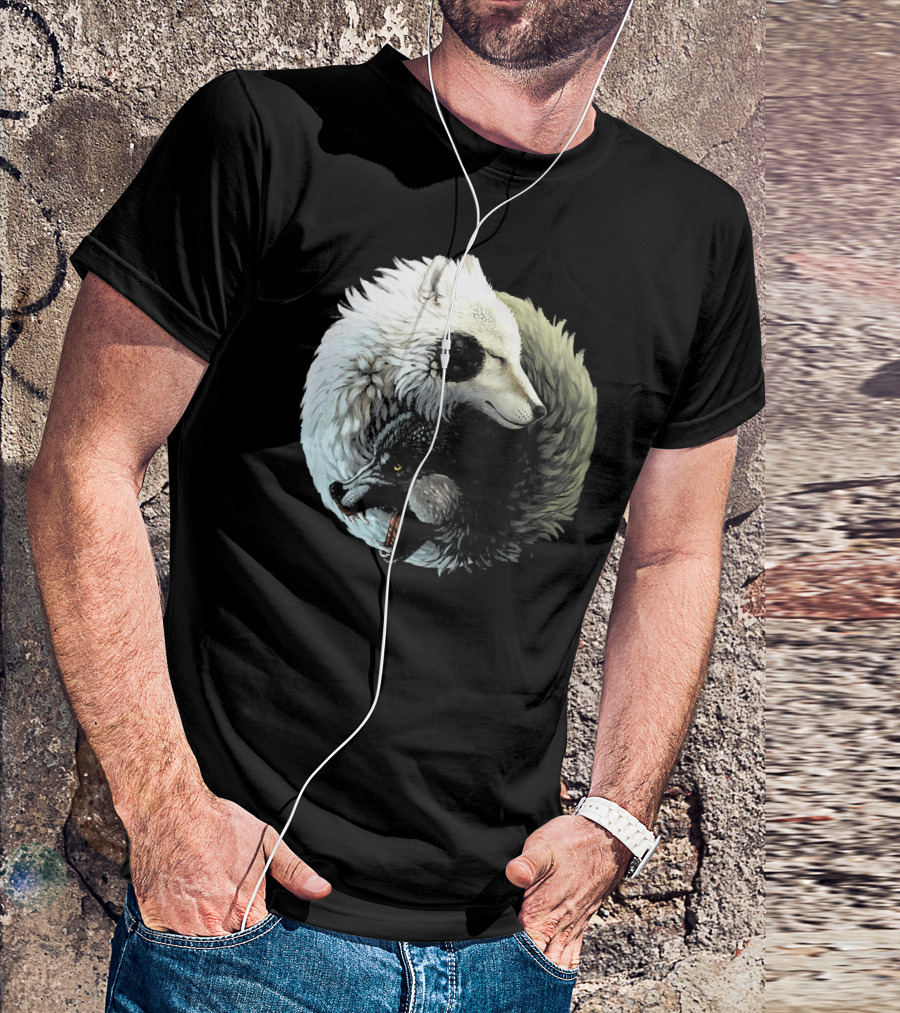 Dreaming Yin Yang Dragon Wolf Harmony T-Shirt
