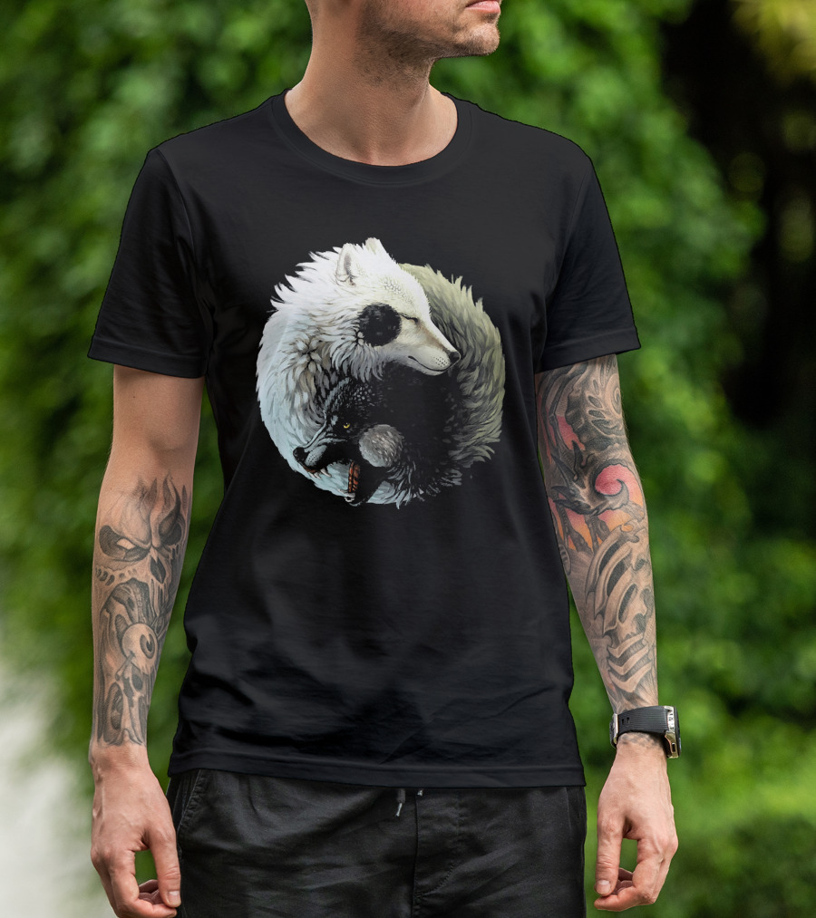 Dreaming Yin Yang Dragon Wolf Harmony T-Shirt