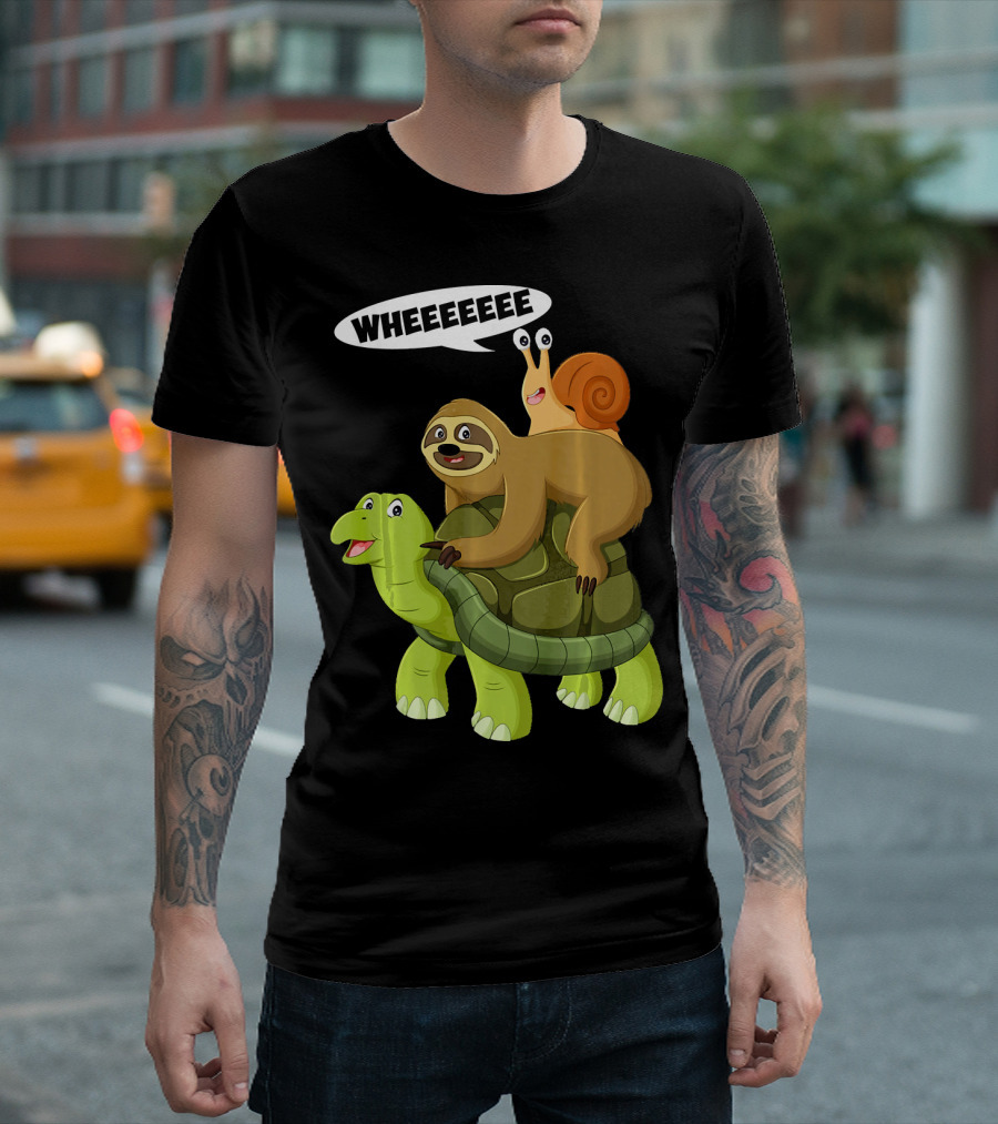 Wheeeeee Sloth Turtle Snail Triad Funny Cute T-Shirt