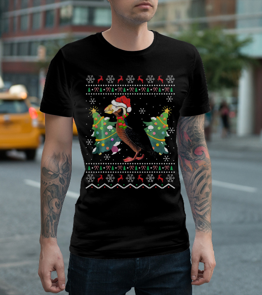 Puffin Xmas Holiday Santa Hat Ugly T-Shirt