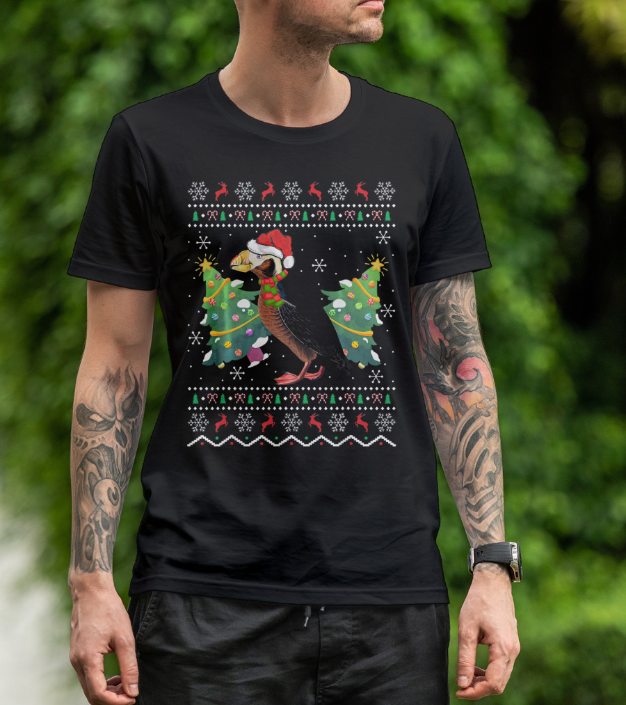 Puffin Xmas Holiday Santa Hat Ugly T-Shirt