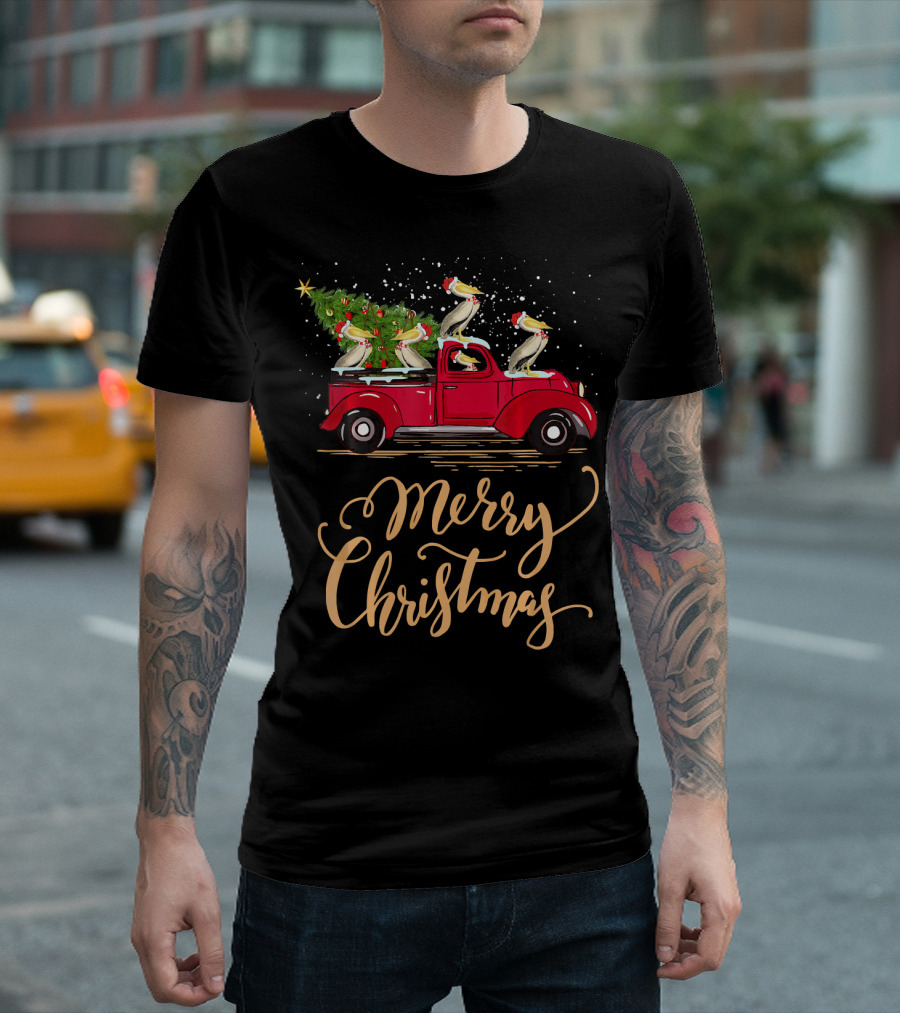 Merry Christmas Pelican Drive Christmas Tree Truck T-Shirt