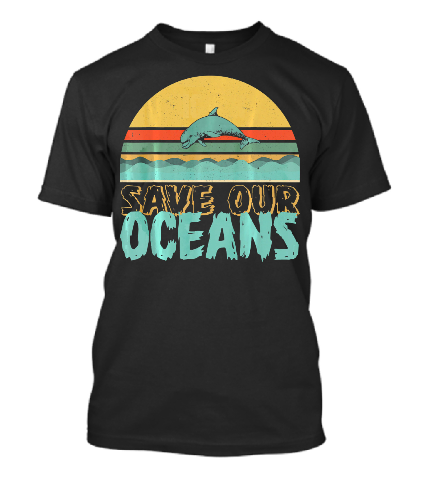 Save Our Oceans Jumping Dolphin Retro Style Climate Conservation T-Shirt