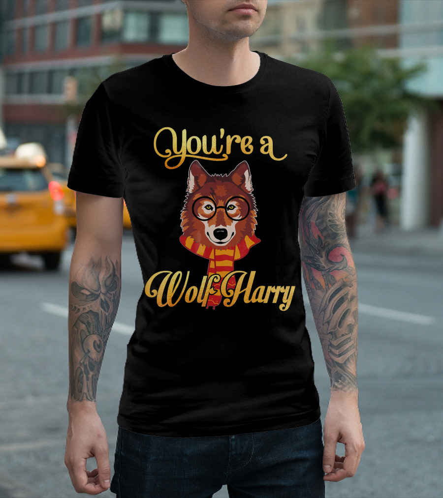 You're A Wolf Harry Dog Potter Glasses Scarf T-Shirt