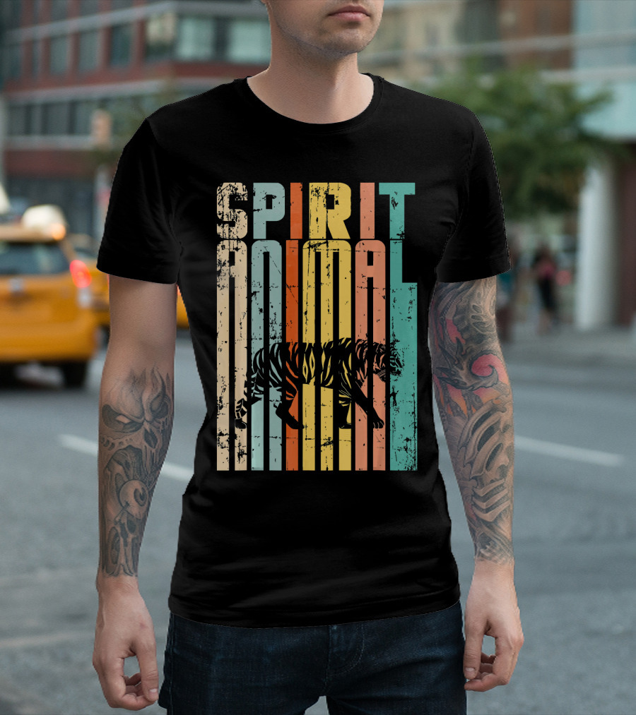 Spirit Animal Tiger Retro Stripe T-Shirt