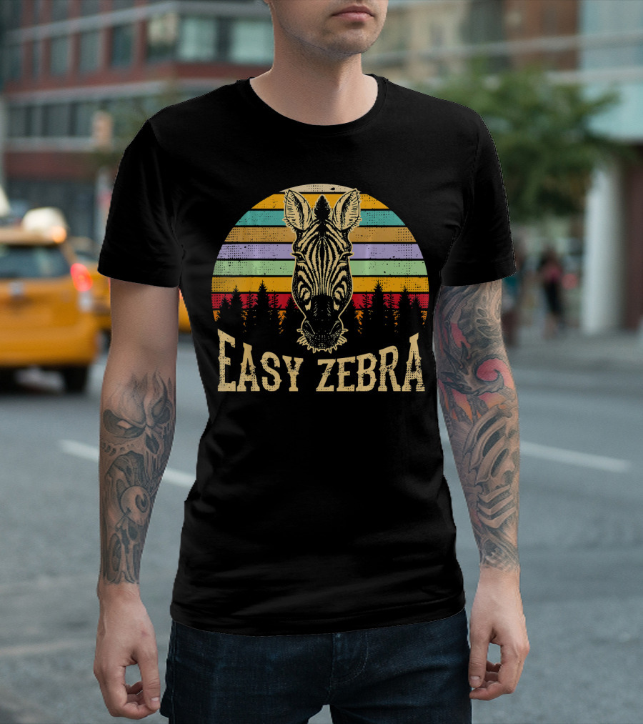 Easy Zebra Retro Sunset Stripes T-Shirt