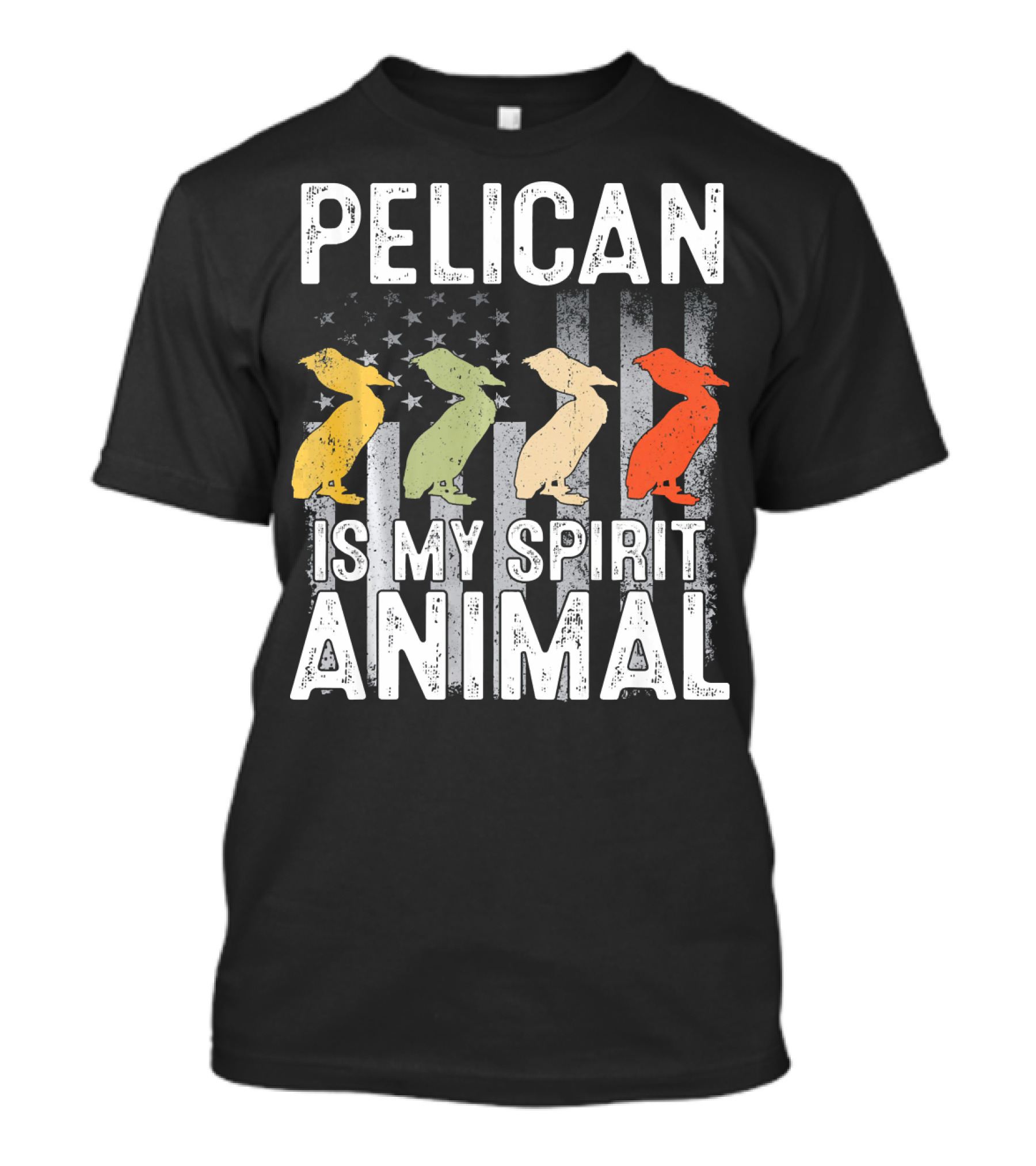 Pelican Is My Spirit Animal USA Patriotic Flag Stripes Stars T-Shirt
