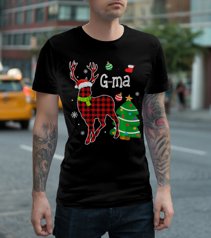 G Ma Red Plaid Deer Christmas Buffalo Matching Family T-Shirt