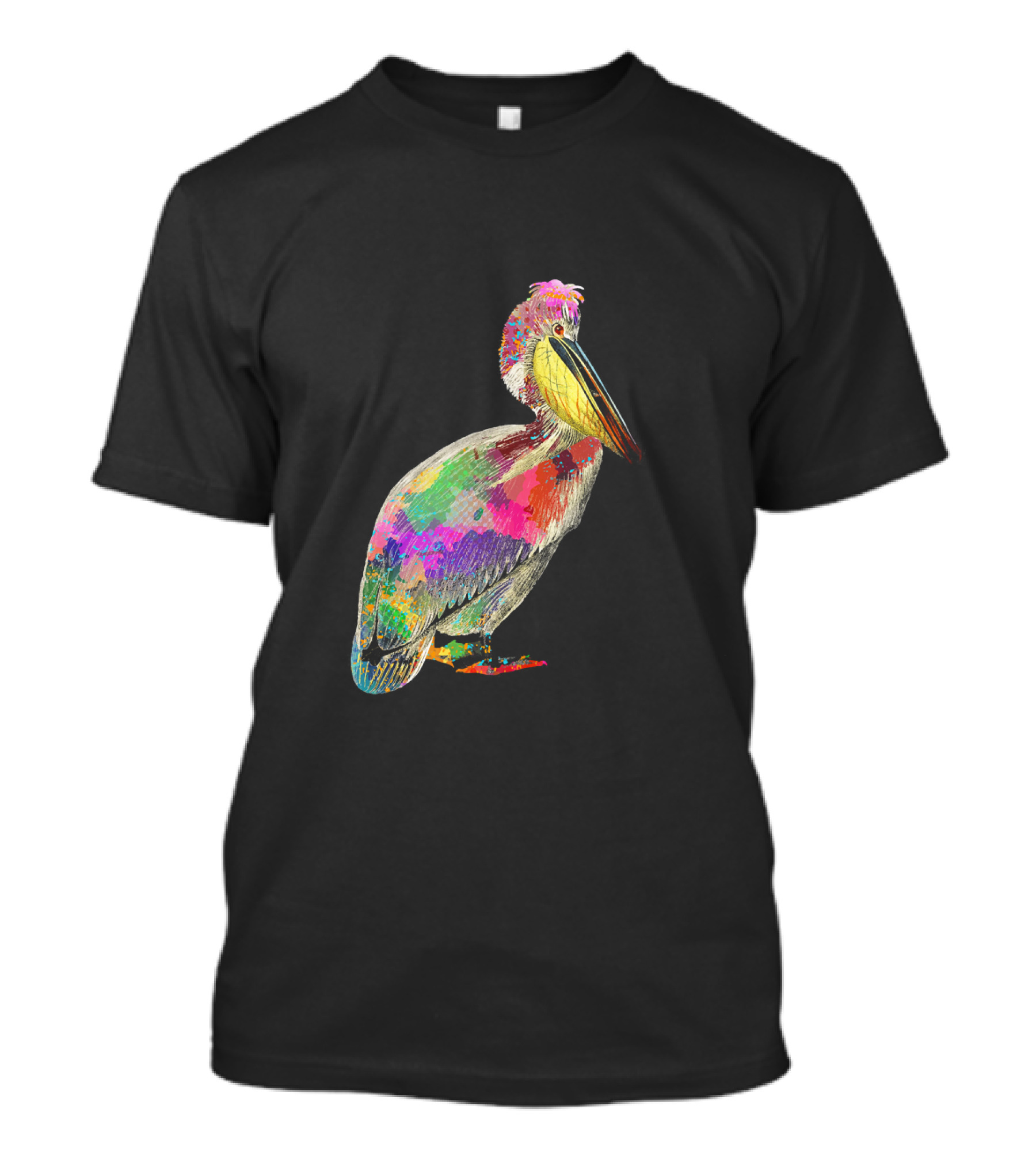 Colorful Pelican Print Splash Bird Visualization T-Shirt
