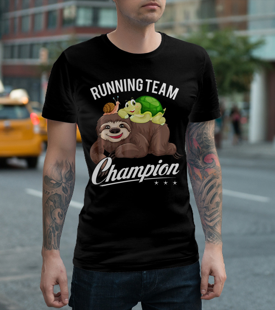 Running Team Champion Snail Turtle Sloth T-Shirt