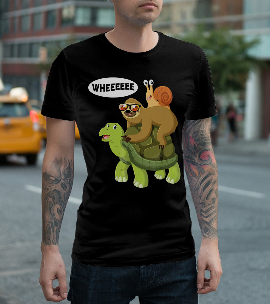 Sloth, Turtle, Snail Piggyback Ride Adventure Wheeeee T-Shirt